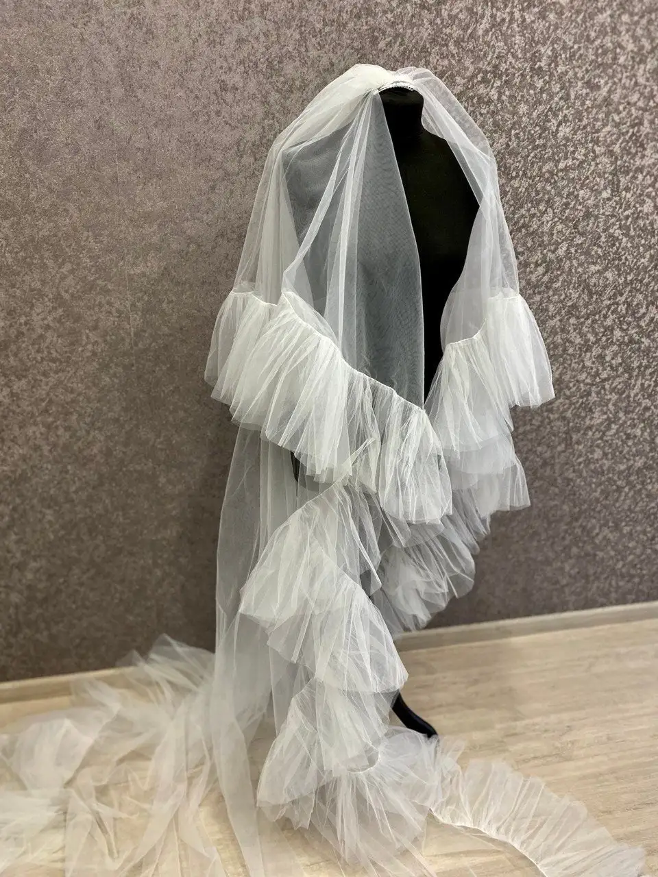 تكدرت حافة التفاصيل الحجاب الزفاف هدب تول الحجاب فريد طرحة زفاف كاتدرائية طرحة زفاف هامش شرابة الحجاب مع الكشكشة #6