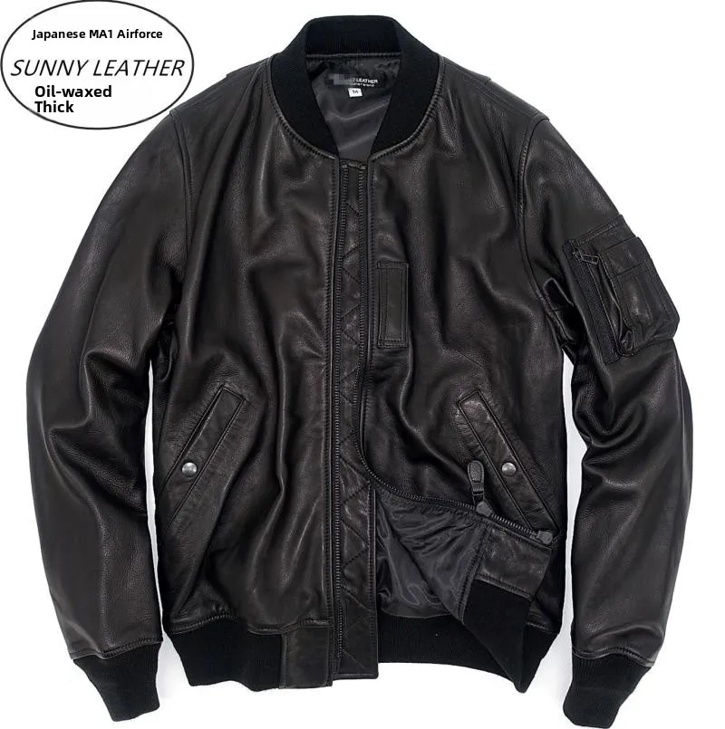 

Классическая мужская куртка MA Flight Leather Thi из овчины, натуральная кожа, масляный воск, краска для воды, Busin, повседневная, ort Sle