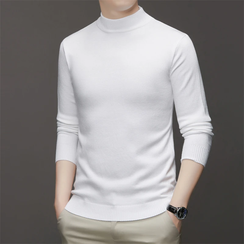 7 Colour Men's Half High Neck Long Sleeved Solid Color Sweater Soft, Warm and Comfortable Top with a Base