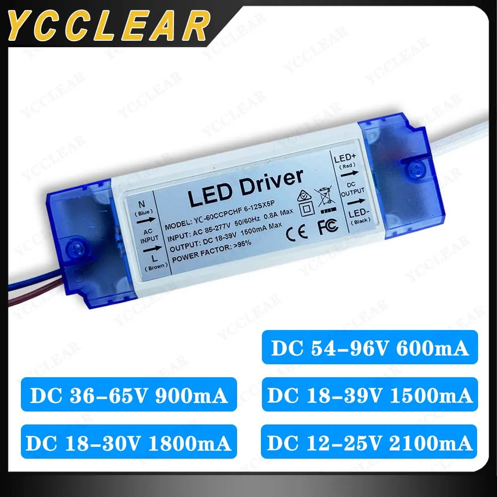 Sterownik LED 36W40W42W45W48W50W54W60W DC54-96V 36-65V 18-39V 18-30V 900mA 600mA transformator oświetleniowy DIY zasilacz do światła