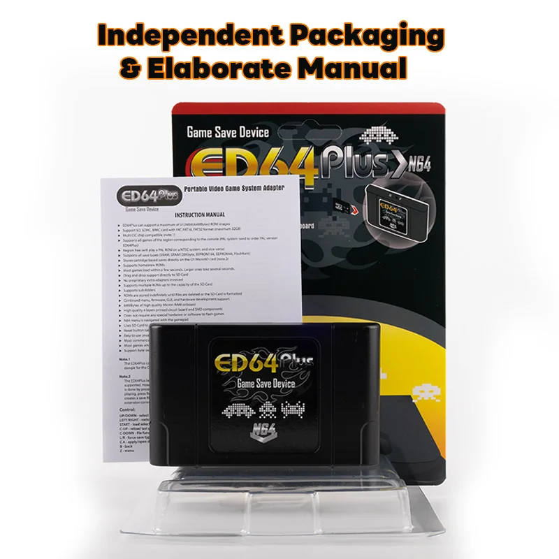 340 in 1 Game Card for ED64 Plus 64 Bit  with Retail Box For N64 Video Game Console NTSC and PAL Game Cartridge
