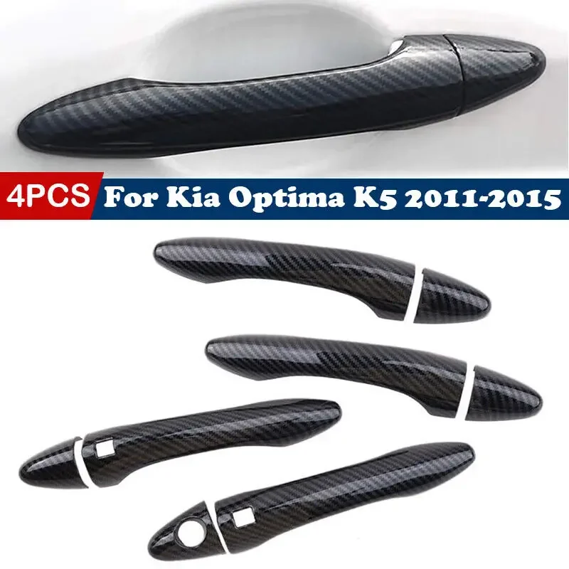 For Kia Optima K5 2011-2015 Smart Car Carbon Fiber Style Exterior Door Handle Moulding Cover Trim Sticker Decor Auto Accessories