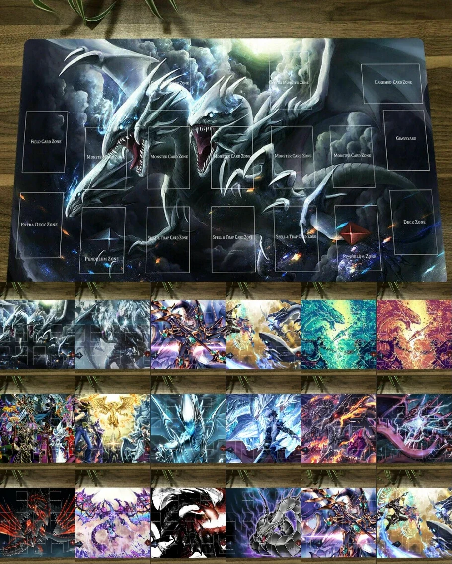 YuGiOh Duel Monsters Playmat Blue-eyes Ultimate Dragon Dark Magician TCG CCG Mat Mouse Pad Trading Card Game Mat + Free Bag