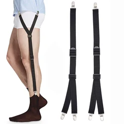 1Pair Men's Shirt Stays Leg Suspenders Strap Belt Adjustable Elastic Military Shirt Holders Tuckers Non Slip Clips Sock Garters
