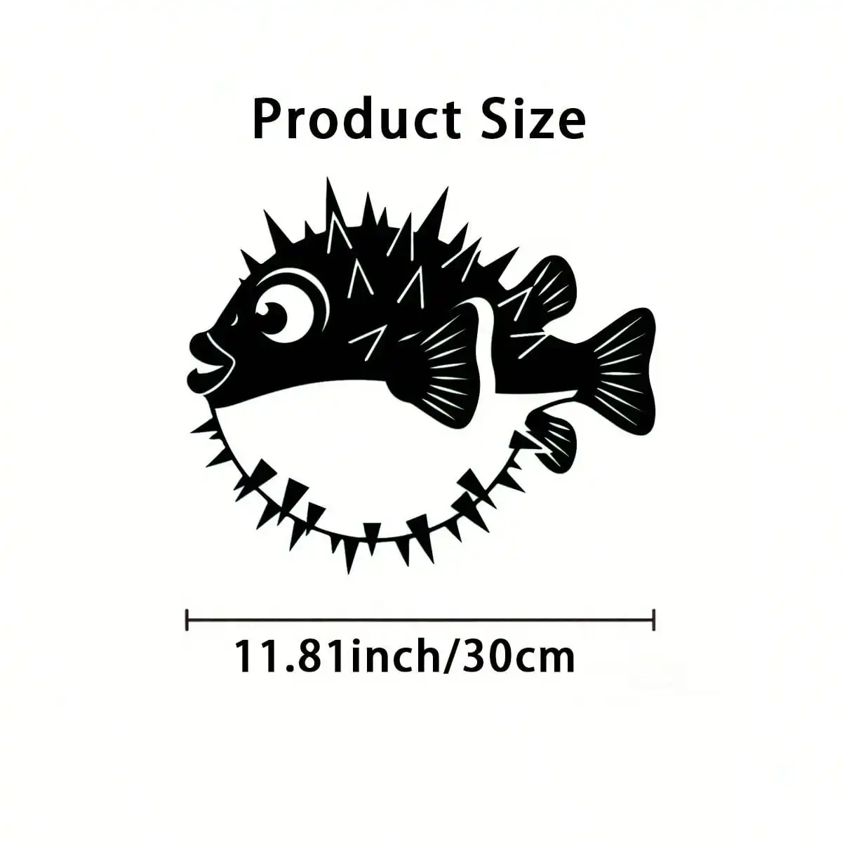 Brand 2D Flat Pufferfish Metal Wall Art,Laser‑Cut Unique Marine Life Silhouette Sculpture for Living Room Patio Garden Fence