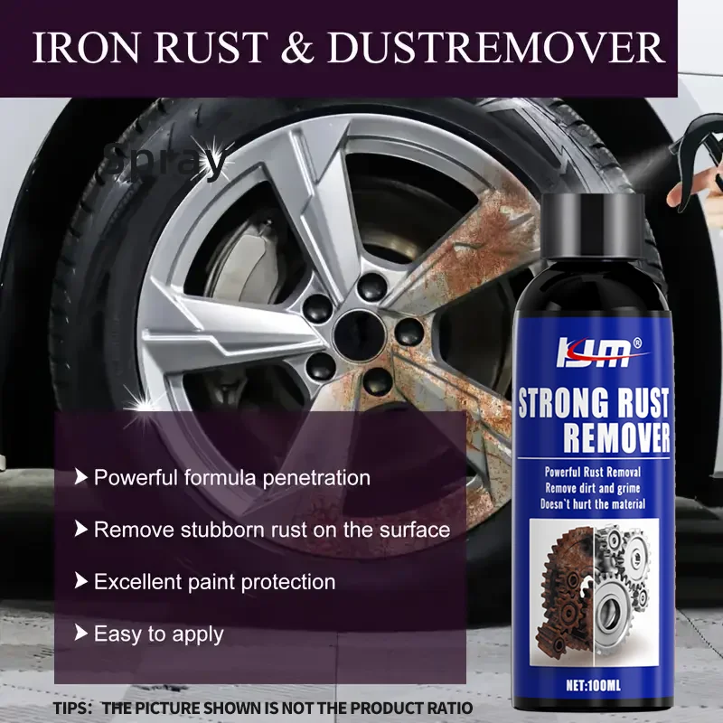 100ml Universal Rust Removal Spray - Dissolves Tire Rust, Safe for Rims & Brake Drums, for Home, Kitchen, Car Surfaces