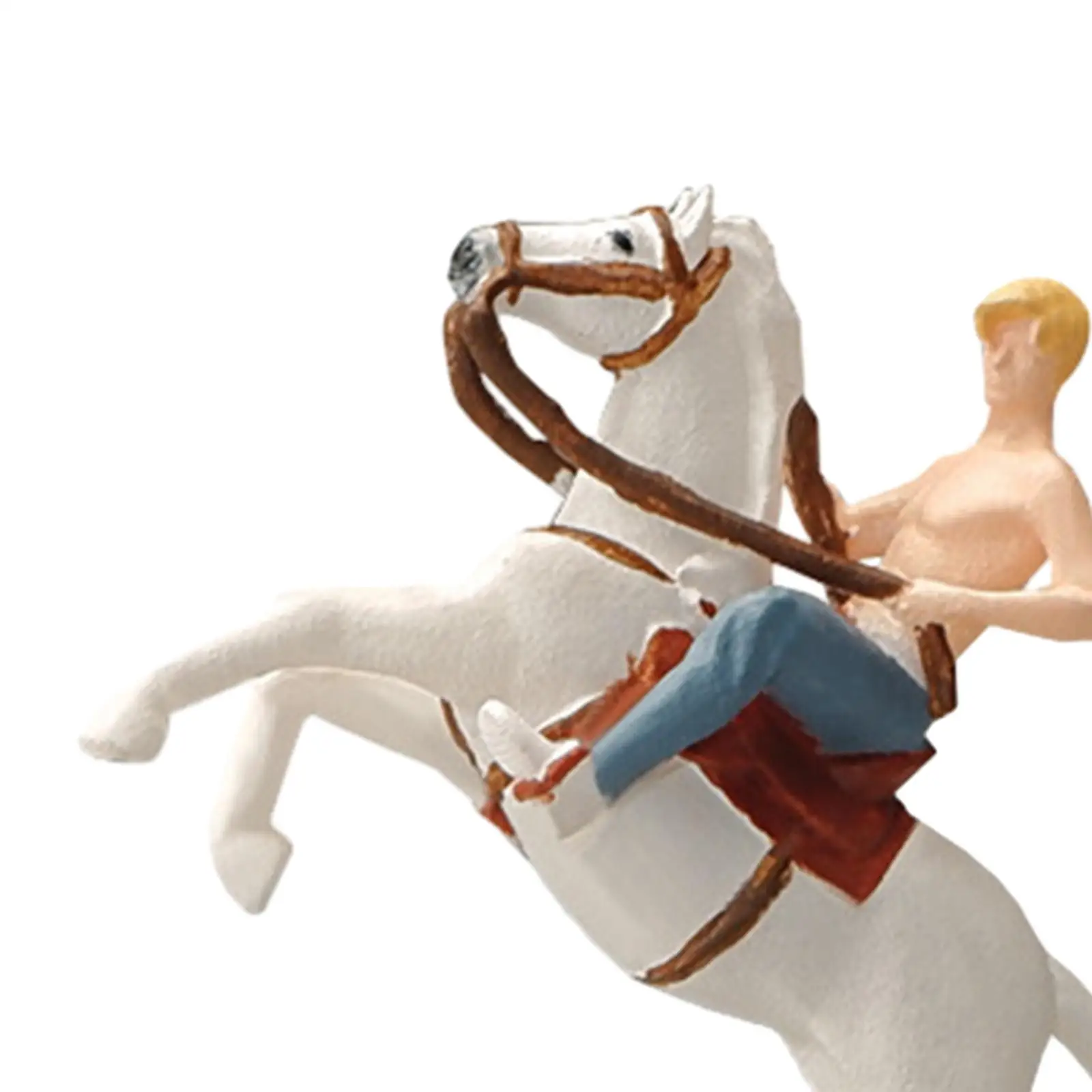 Minúsculo Resina Horseback Rider estatueta para Decoração Desktop, Modelo Masculino, Escala 1:64