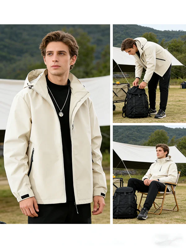 

Мужская одежда: Демисезонная водонепроницаемая куртка-дождевик оверсайз, легкая спортивная ветрозащитная куртка с капюшоном для активного отдыха, походов и альпинизма