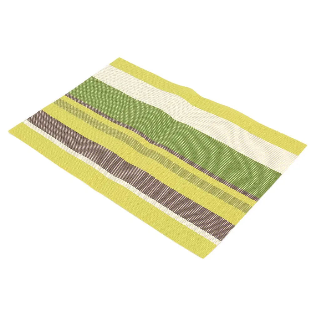 2Pcs Stripe PVC Heat Insulation Table Mat Waterproof Anti-Skid Dining Table Placemats Pot Cup Mat For Kitchen Accessories