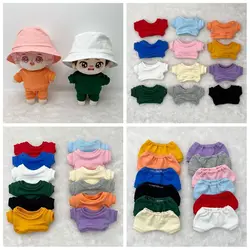 20cm Doll T-shirt Pants Solid Color Clothes For Cotton Stuffed Toys Accessories Idol Doll Outfit Top Shorts