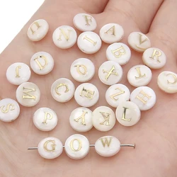 26PcsSets Natural Shell Letters Beads, Dripping Oil And Glazed 8mm Straight Hole Beads For Jewelry Making DIY Bracelet Necklace