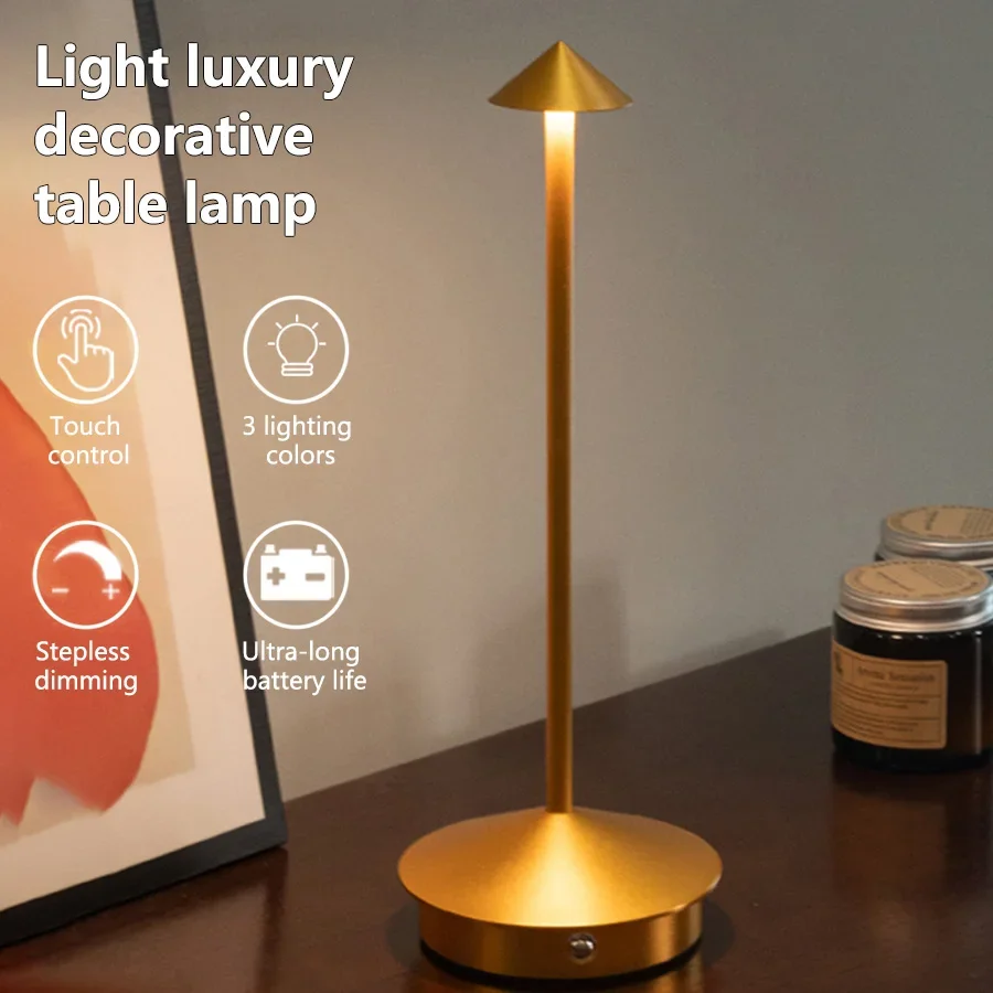 Rechargeable LED Desk Lamp Touch Sensor Desktop Night Table Lamps Wireless Reading Light Restaurant Hotel Bar Bedroom Desk Light