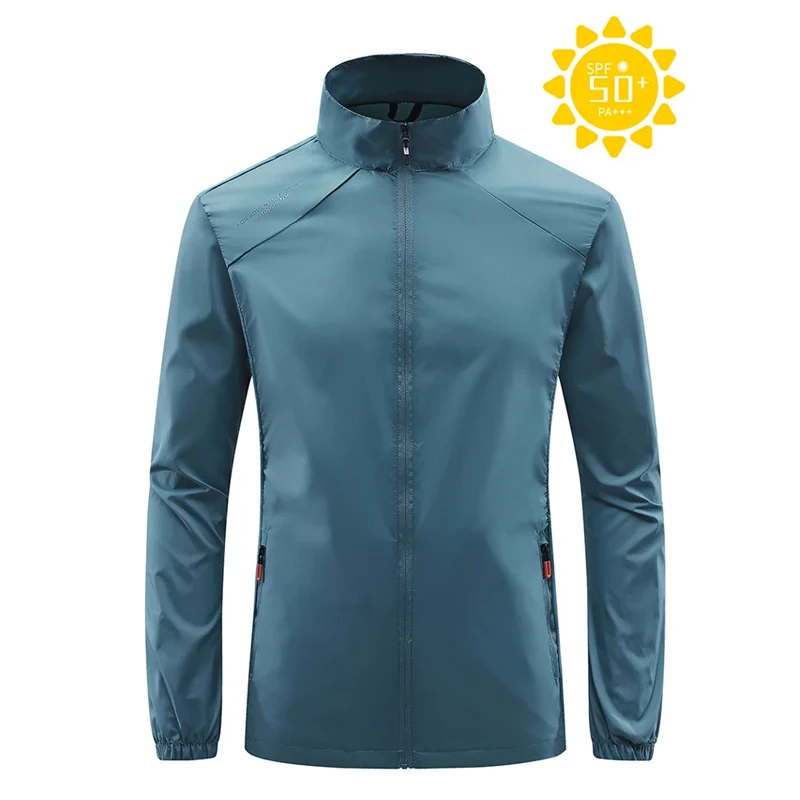 UPF50Running Jacket Ultra Light Men's Summer Casual Zipper Placket Soft Skin Windbreaker Street Motorcycle FishingSunscreen Suit