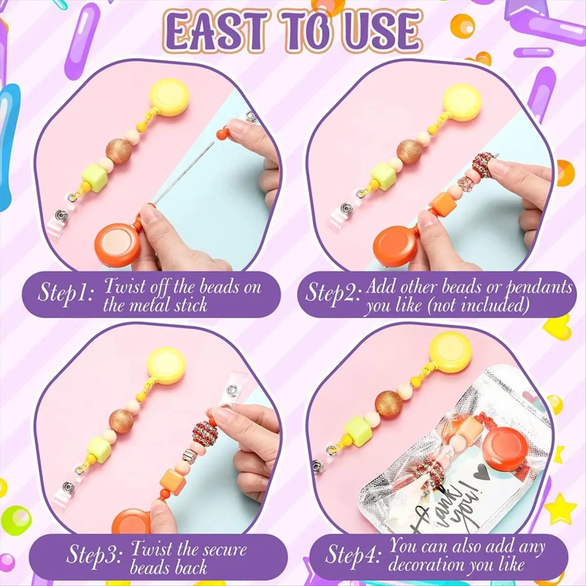 Super Sale 10 Sets Beaded Badge Reel Set Retractable Clip Holder for Beading for Jewelry DIY GiftCraft Making C