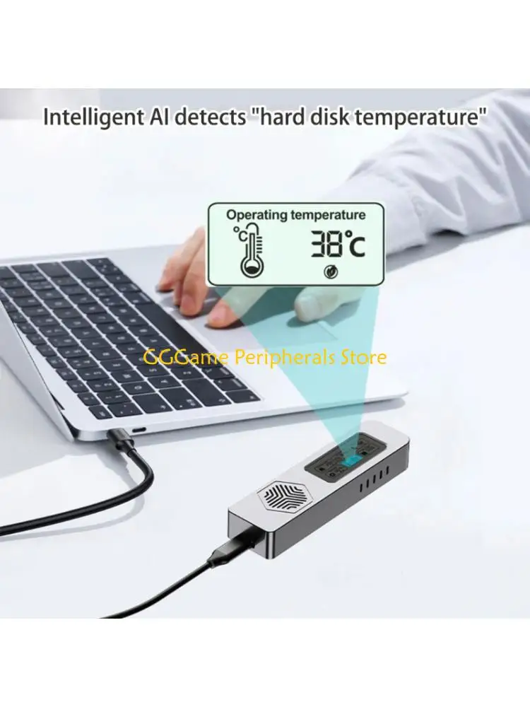 U55B Portable NVMe SATAs SSDs Enclosure Featuring LCD Display and Cooling Fan for Heat Reduction