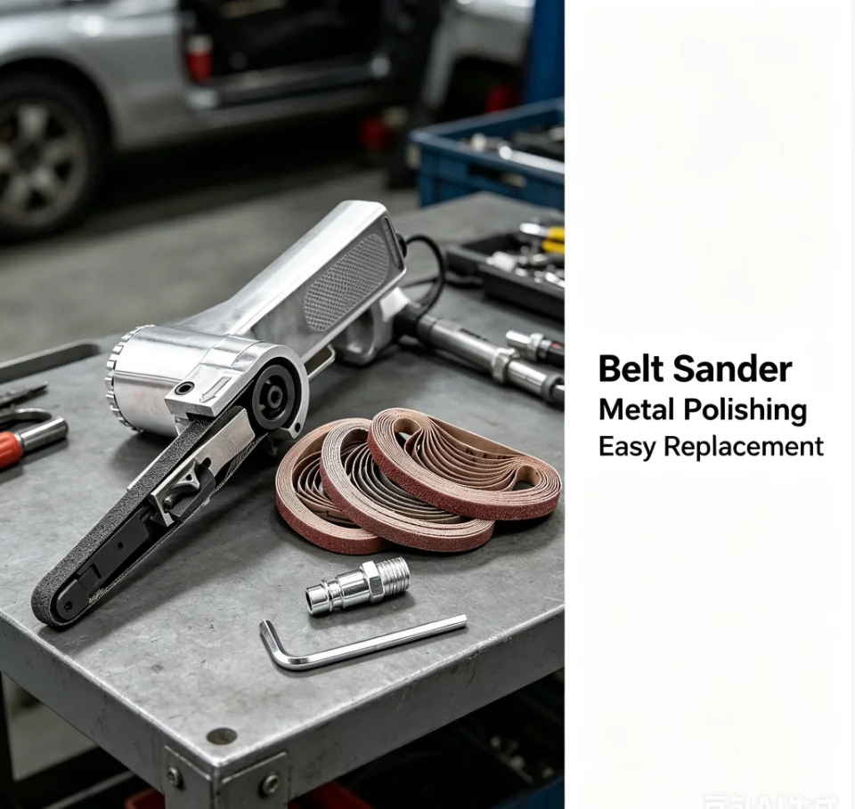 Pneumatic Air Belt Sander, 3 Sanding Belts Set, Air Compressor, Grinding, Polishing, Pneumatic Tool