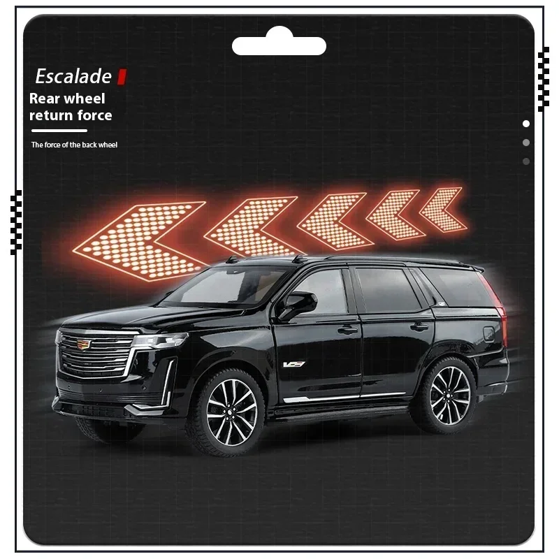 Simulation 1:24 Cadillac Escalade SUV Alloy Car Diecast Metal Model Sound & Light Toy Computer Desktop Ornaments Children Gift