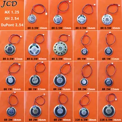 JCD 1Piece 8R 32R 0.5W 1W 2W Ultra-thin Speaker Diameter 20 23 26 28 30 32 36 40 50MM W/ MX XH DuPont Line 1.25 2.54 Terminal