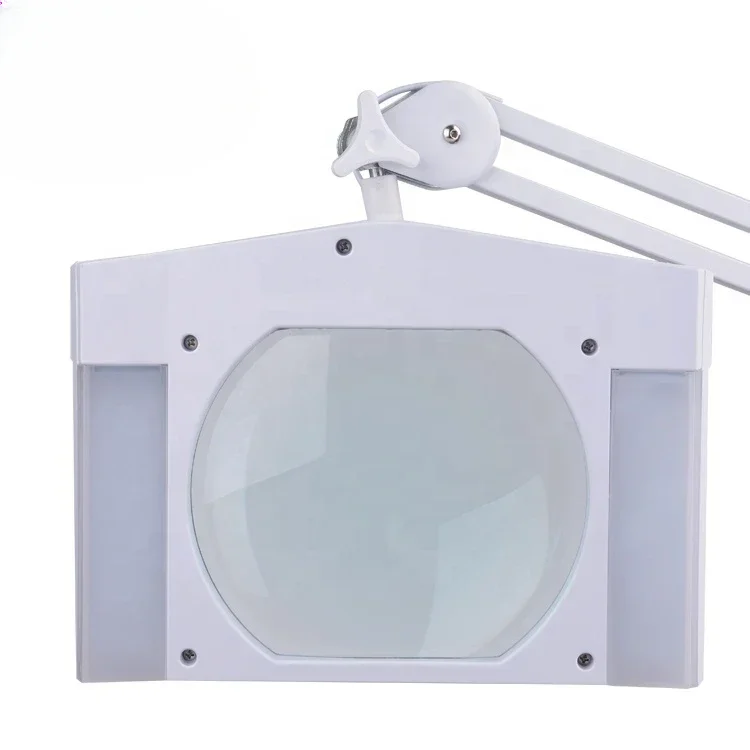 White rectangular LED magnifying glass light with clip on face