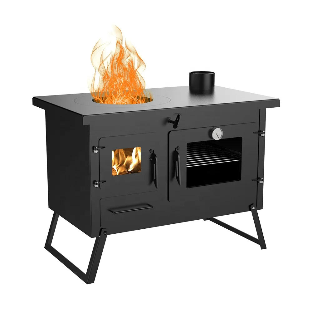 Freestanding Modern Patio Heater Wood Burning Stove Grill Oven Cold Rolled Steel High Temperature Resistant Glass Outdoor