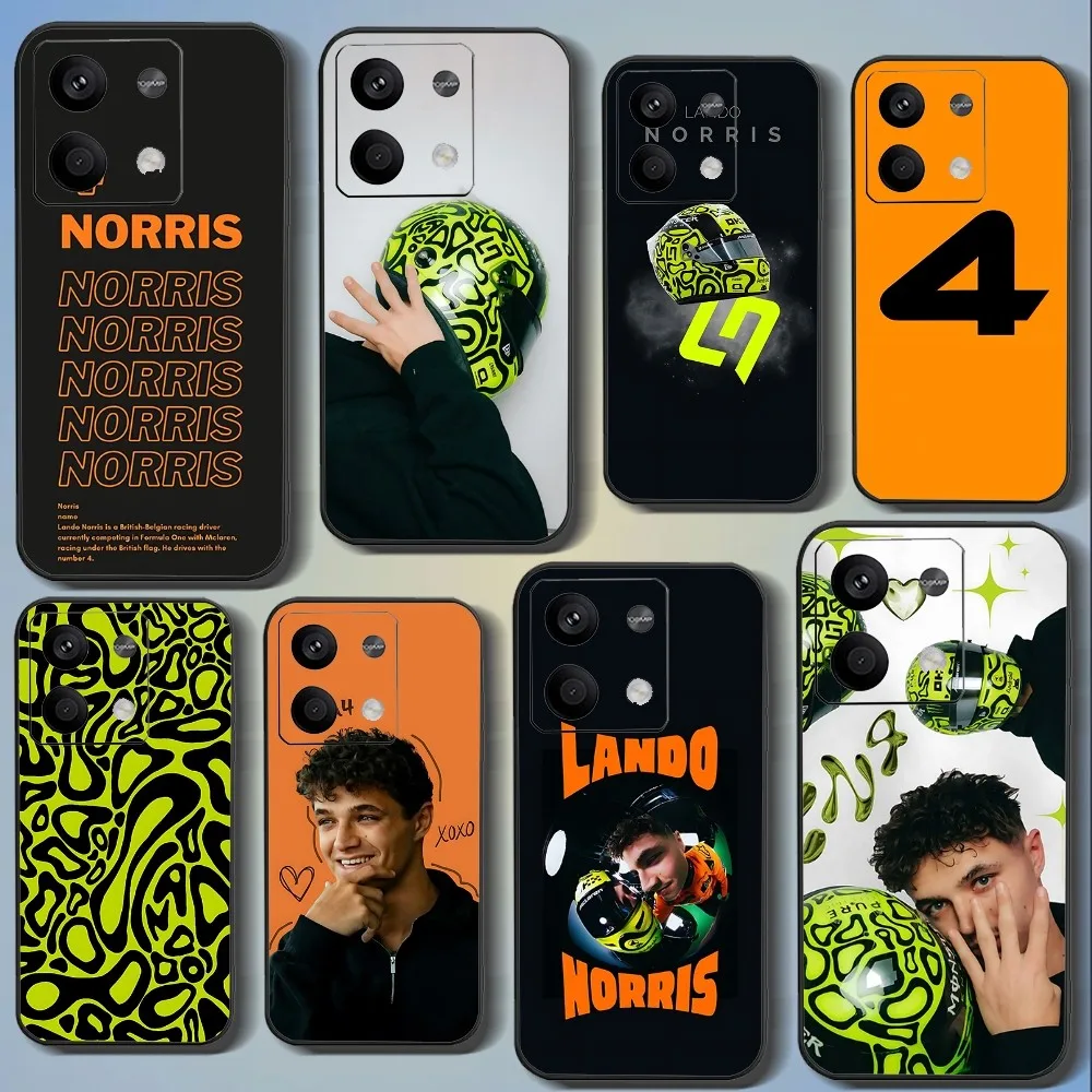 F1 Formula 1 L-Lando Norris Phone Case For Xiaomi 11 Redmi Note 11 5G 8T 9A 9 10T Note8Pro Note9 12SUltra Black Case