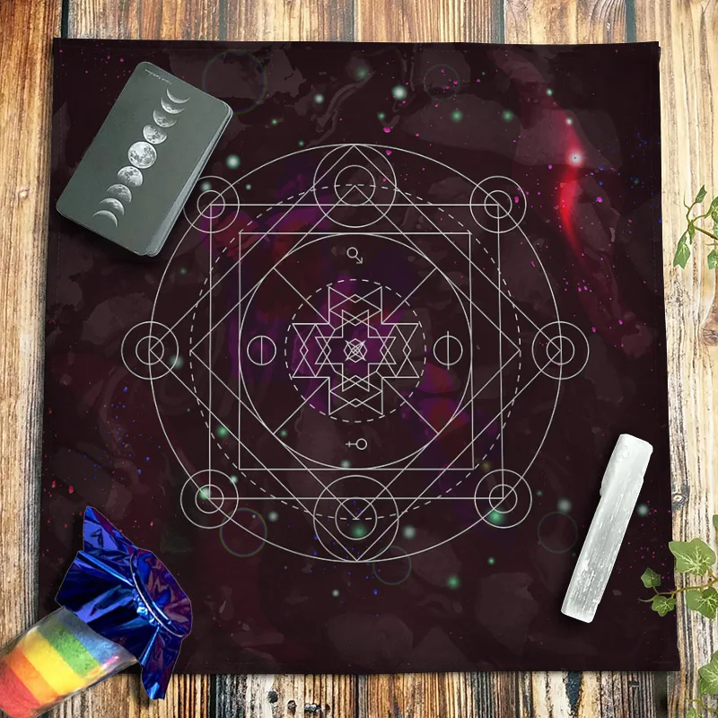 Sacred Merkaba Velvet Tarot Tablecloth Spiritual Altar Cloth Witchcraft Divination Astrology Crystal Pendulum Oracle Cards Pads