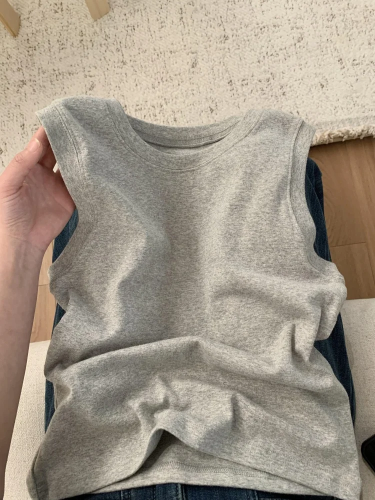 

Pure Cotton Breathable Comfortable ey Svel Vest Women Summer Loose Versatile Slimming Base Layer Small Vest Top