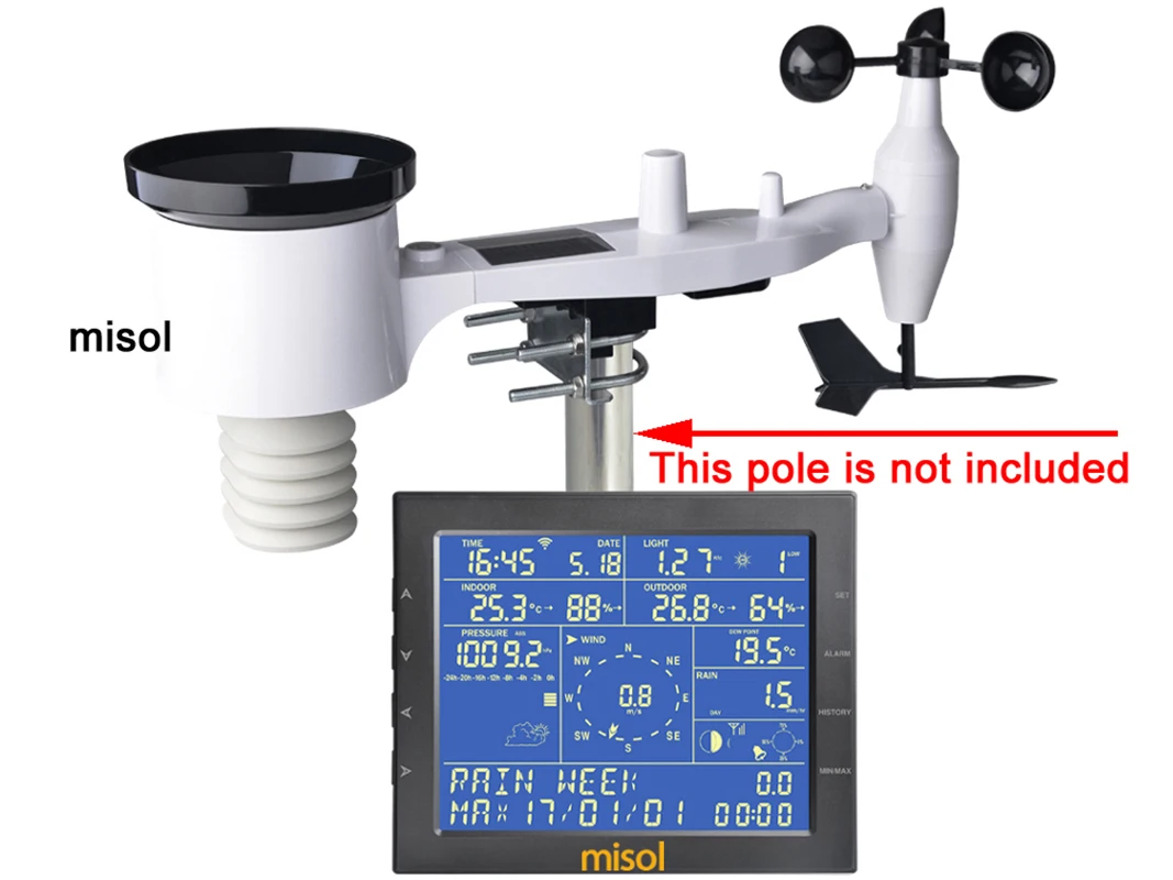 MISOL / Wireless weather station connect to WiFi, upload data to web (wunderground)