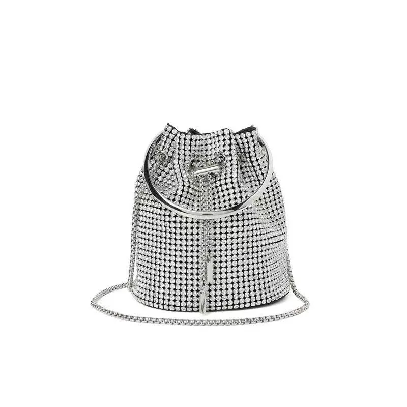 Fashion Dinner Light Luxury King Texture Rhinestone Bag One Shoulder Crossbody Hand Underarm Small Bag Full Diamonds High Sense