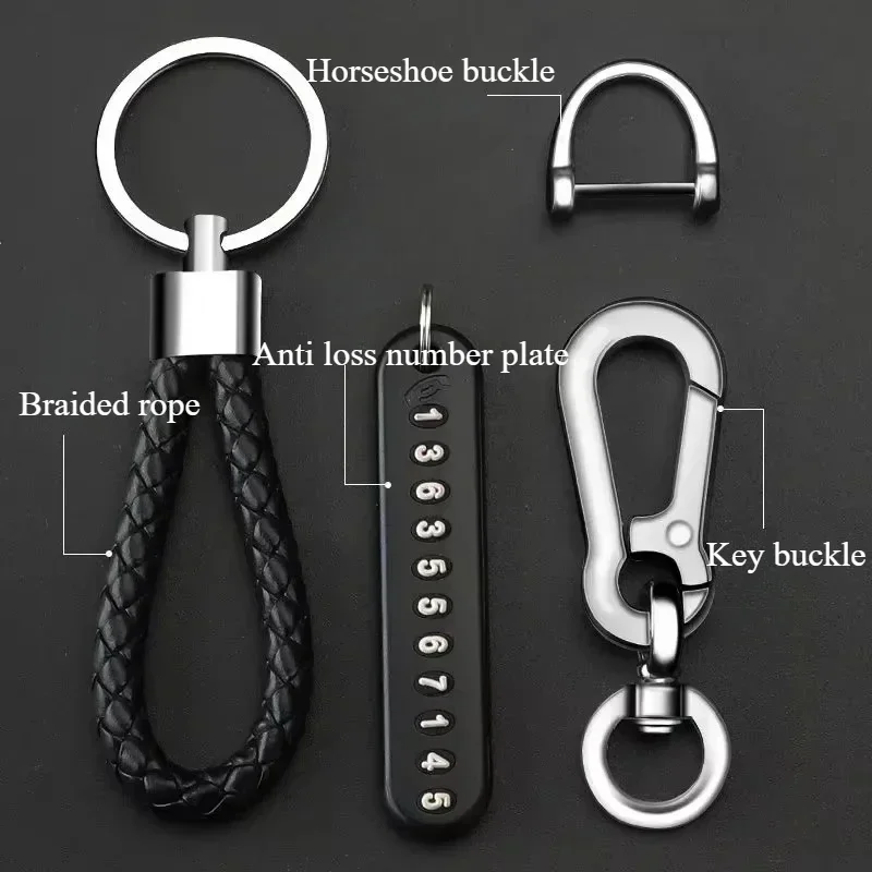 Anti-Lost Car Key Pendant Split Rings Keyring Auto Vehicle Lobster Keychain Phone Number Card Clasp Key Chain Car Accessories