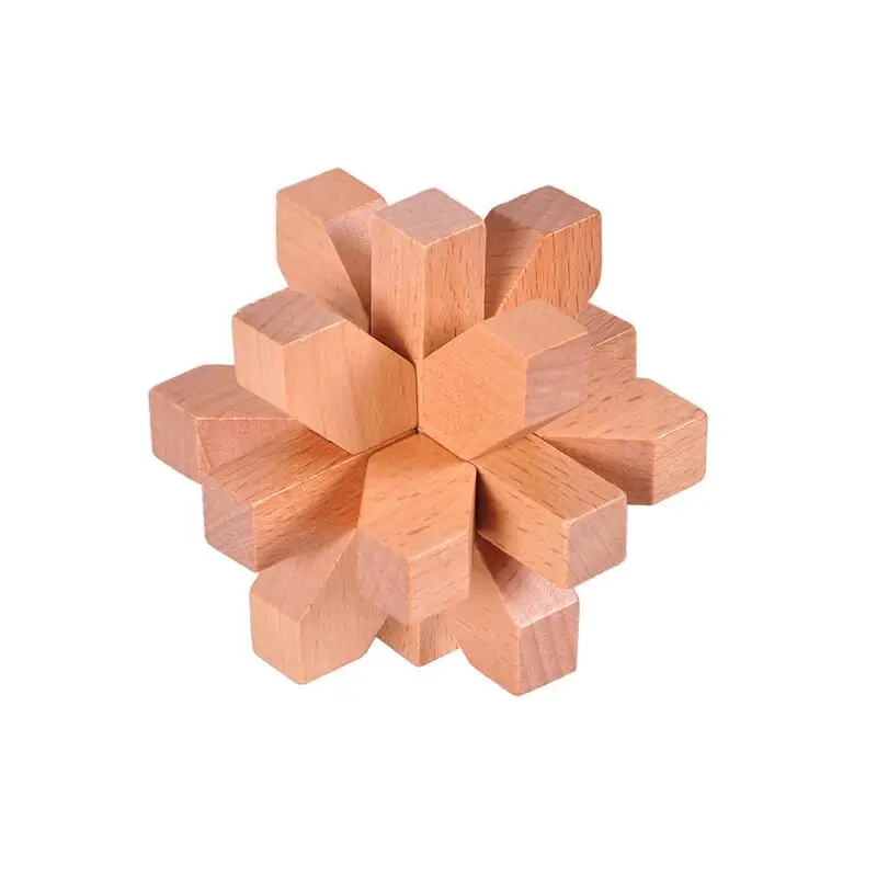 Rompicapo classico in legno Burr Puzzle Puzzle a forma di fiocco di neve 3D Puzzle ad incastro in legno gioco per adulti