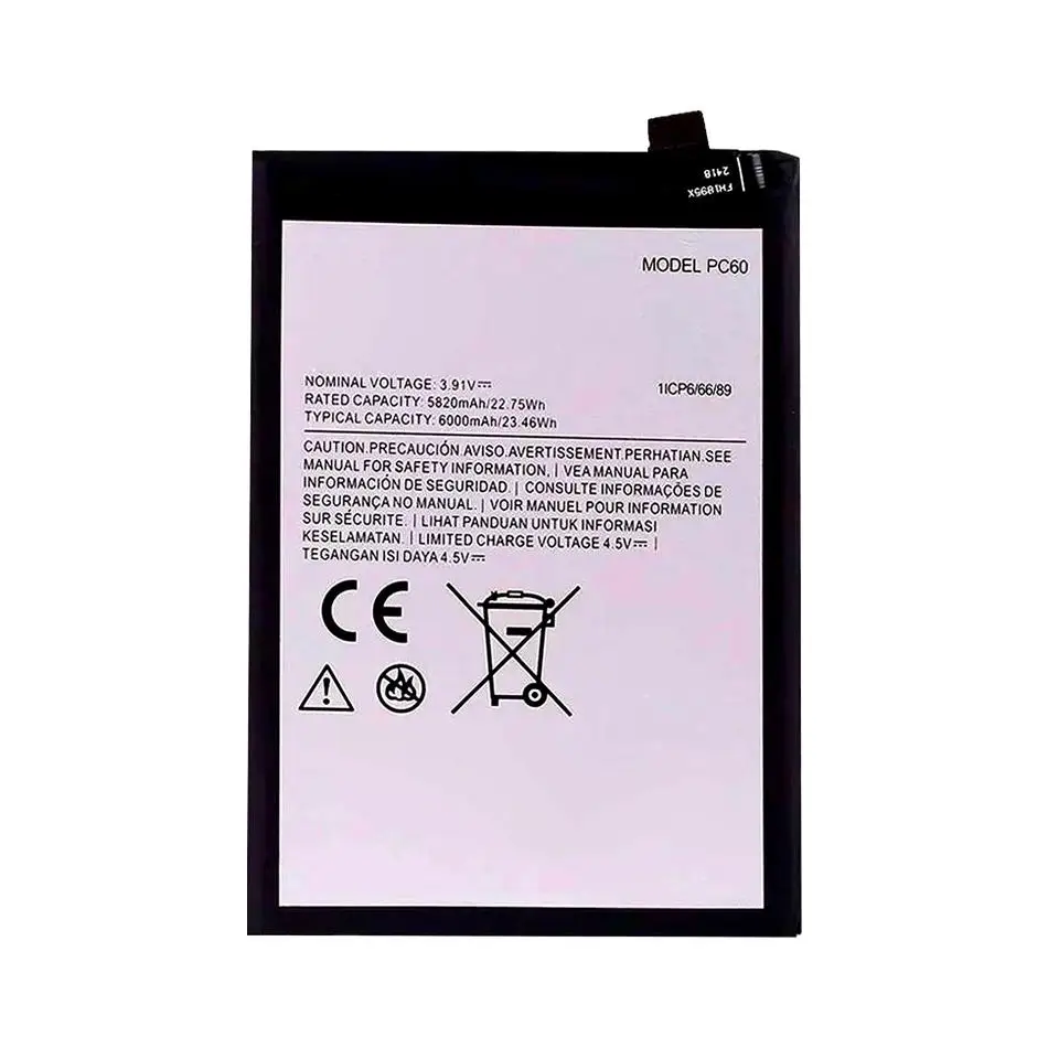 PC60 Mobile Phone Battery For Motorola Moto G24 G54 5G/G54 Power 5G 6000mAh Real Capacity