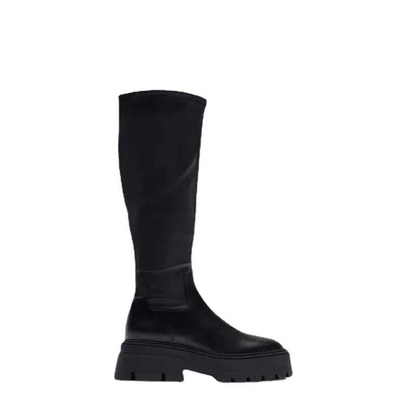 Botas de mujer senhoras moda joelho botas de salto alto fino botas altas outono inverno quente sola grossa botas de cavaleiro elástico