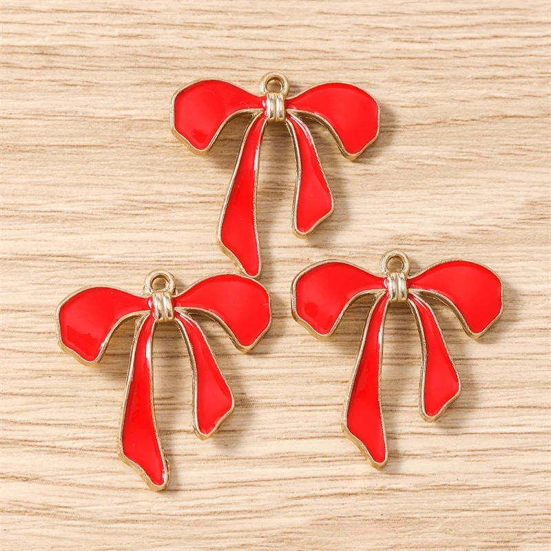 10 Stück niedliche, bunte Emaille-Schleifen-Anhänger zum Basteln von Ohrringen, Halsketten, Armbändern, DIY-Bastelarbeiten und Schmuckzubehör – Detail 7