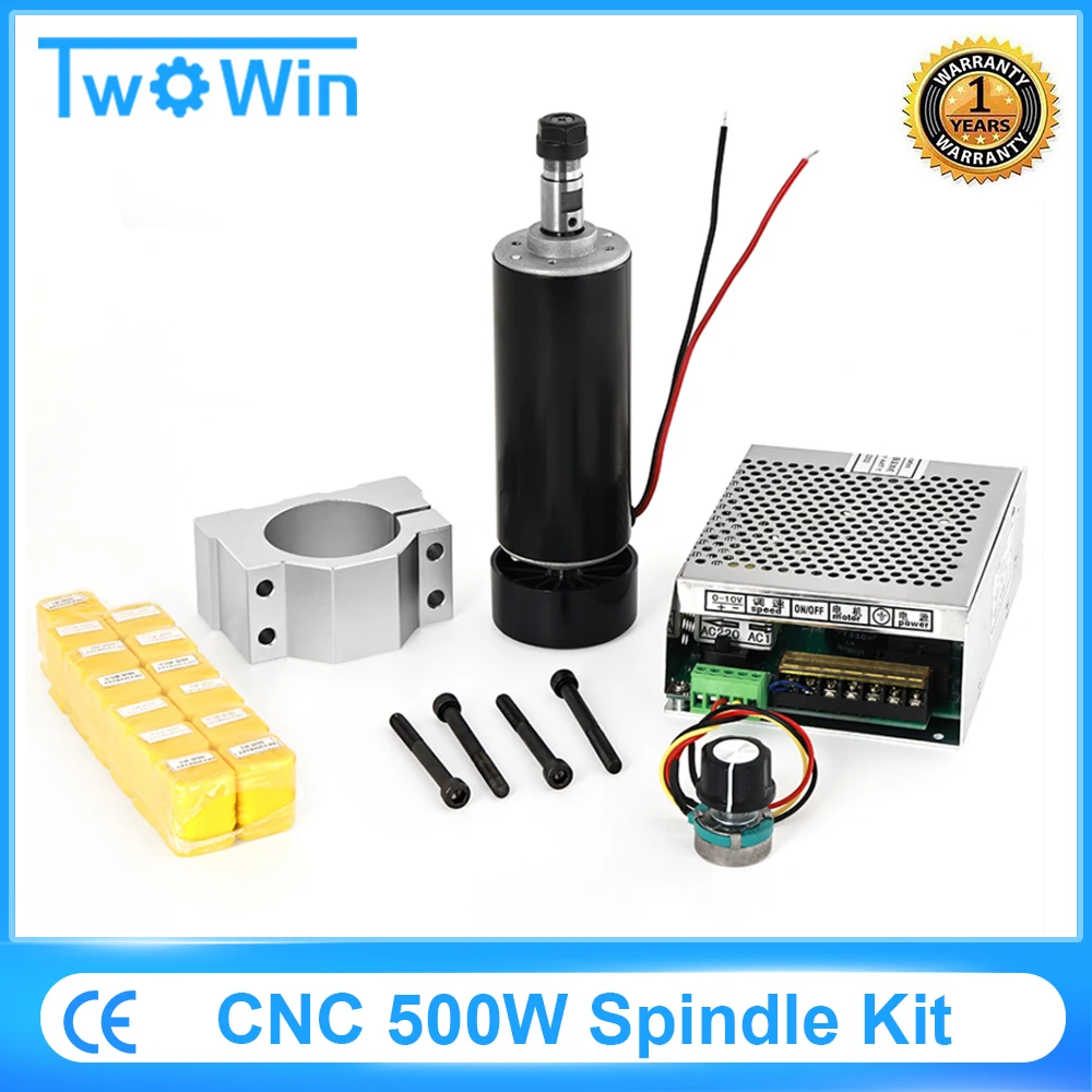 CNC Spindle 500W Air Cooled Spindle Motor and 220V/110V Speed Power Supply Converter and 13pcs er11 Collet For Engraving Machine