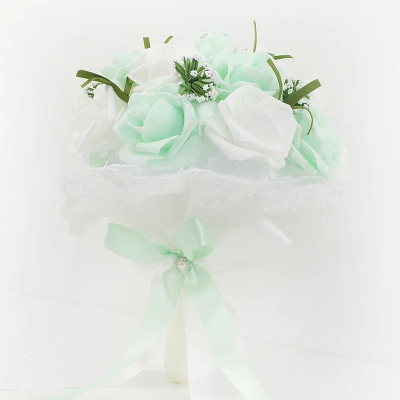 باقة الزفاف وصيفة العروس الاصطناعي PE زهرة الورد وهمية اللؤلؤ الوردي باقة لوازم الزفاف مهرجان زينة Tixel