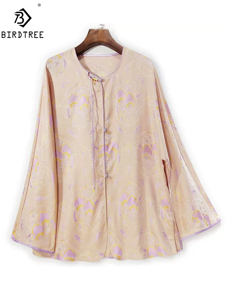 

BirdTree, Real Silk Song Brocade Chinese Shirts, Women Long Sleeve Jacquard, Fashion Elegant Tops, Spring Summer New T45772QM