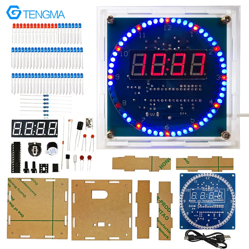 LED Light-Controlled Clock DIY Welding Kit Four-Position Rotary Temperature Control Electronic Clock