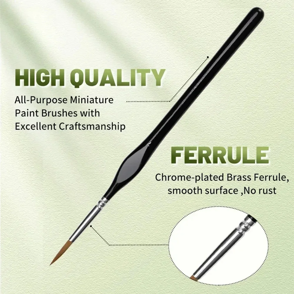 6pcs Fine Tip Paint Brush Set for Acrylic/Model/Miniature Detail, Nylon Hair Extra Thin Triangular Handles Craft Artists Hobbyis