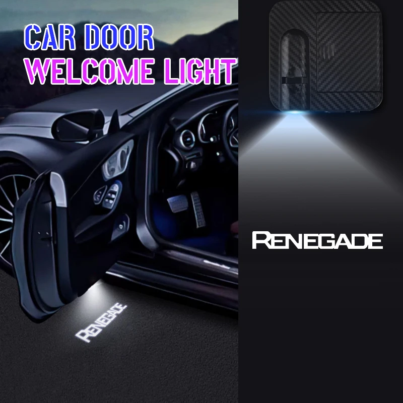 1/2PCS For Renegade Logo 4X4 OFF Road Pickup Truck LED Courtesy Lamp Car Door Welcome Light Ghost Shadow Light