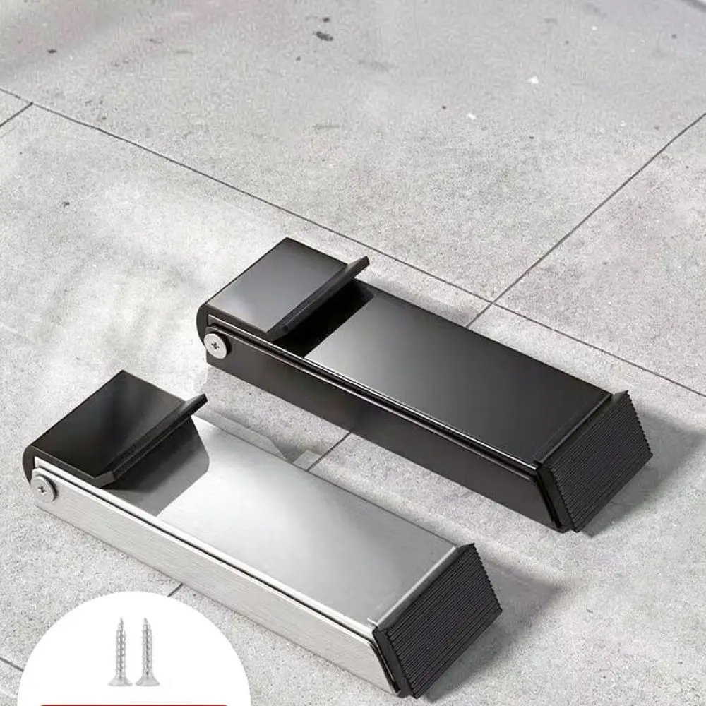 Foldable Door Stop Stainless Steel Punch Free Door Holder Anti Collision Buffer Pedal Operated Hardware For Interior Doors