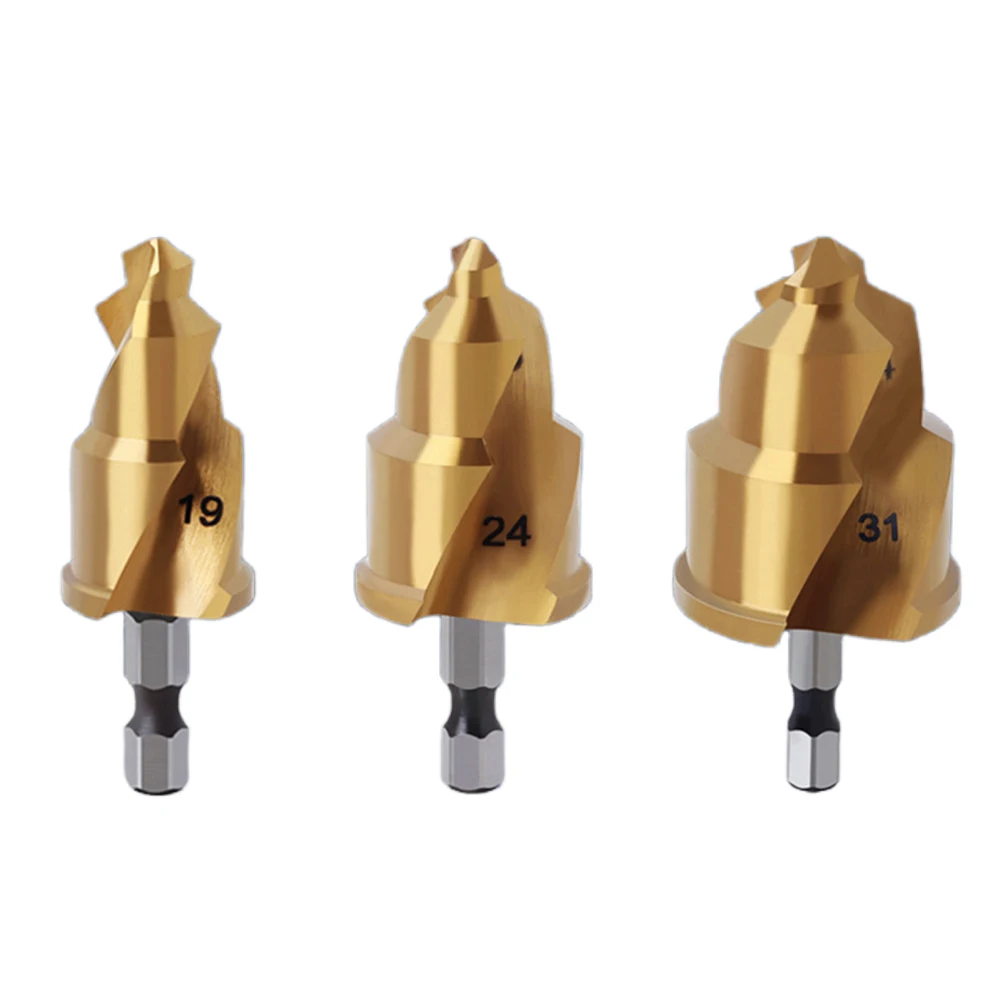 Expansion Repair Drill Bit Full Open Process Lifting Stepped Drill Replacement Hexagon Shank Water Pipe Connection Tool