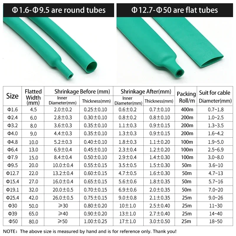 Red/Green Dia 1.6/2.4/3.2/4~39mm 3:1 With Glue Heat Shrink Tube Double Wall Heat Shrinkable Tubing Polyolefin Insulated Sleeve