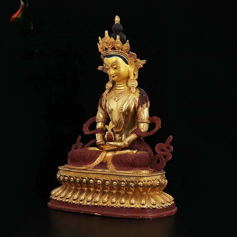47cm LARGE Huge # HOME Hall efficacious Protection Talisman Gold-plated gilt Amitayus CHANGSHOU Buddha Buddhist Tantra statue