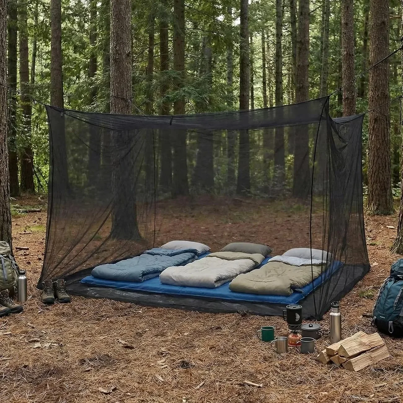 Moustiquaire de voyage extérieure 1 ensemble pour lit double, filet anti-insectes portable, tente de camping fermée pour tonnelles, jardins, balcons et terrasses
