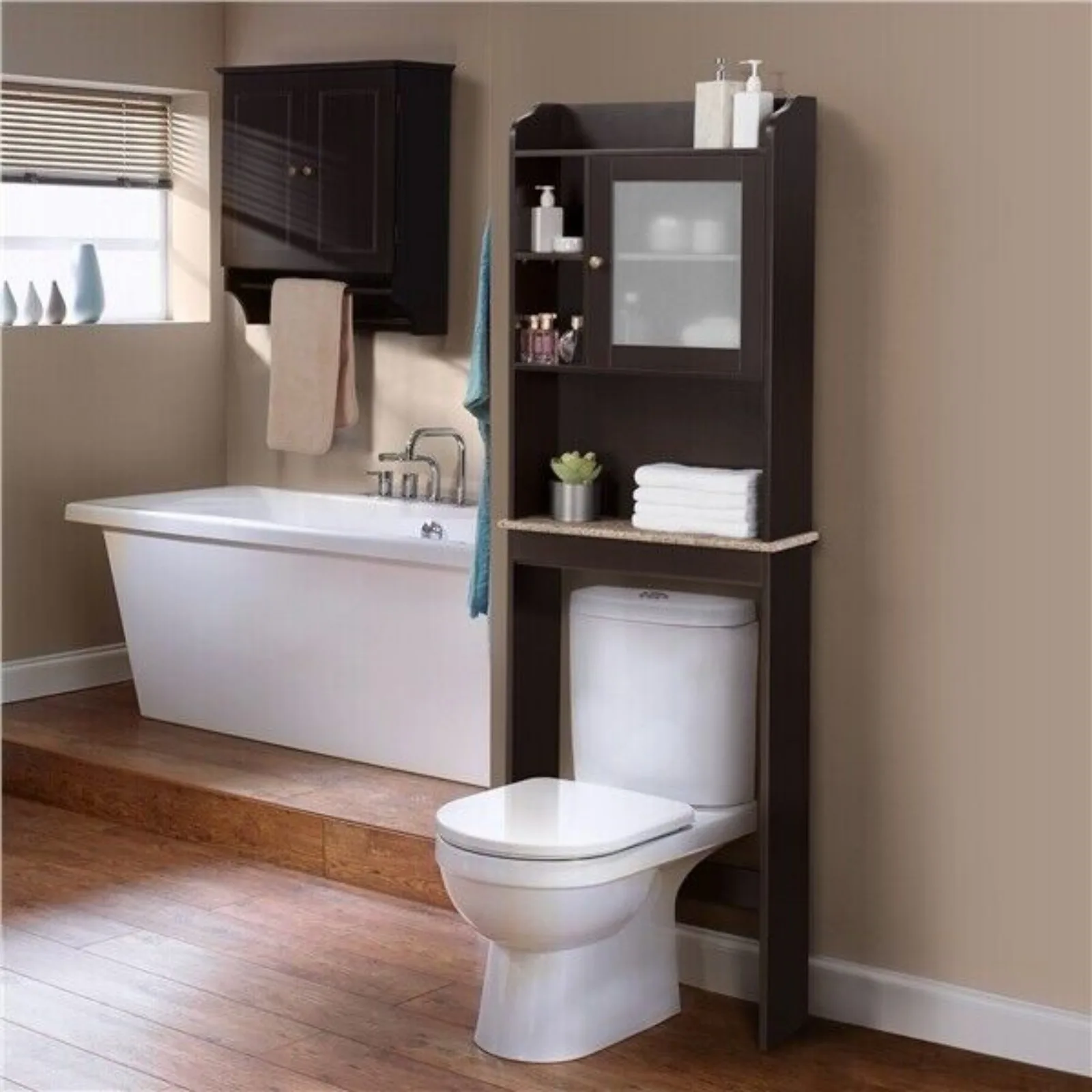 Over the Toilet Cabinet Space Saver Storage Organizer w/Glass Door for Bathroom United States