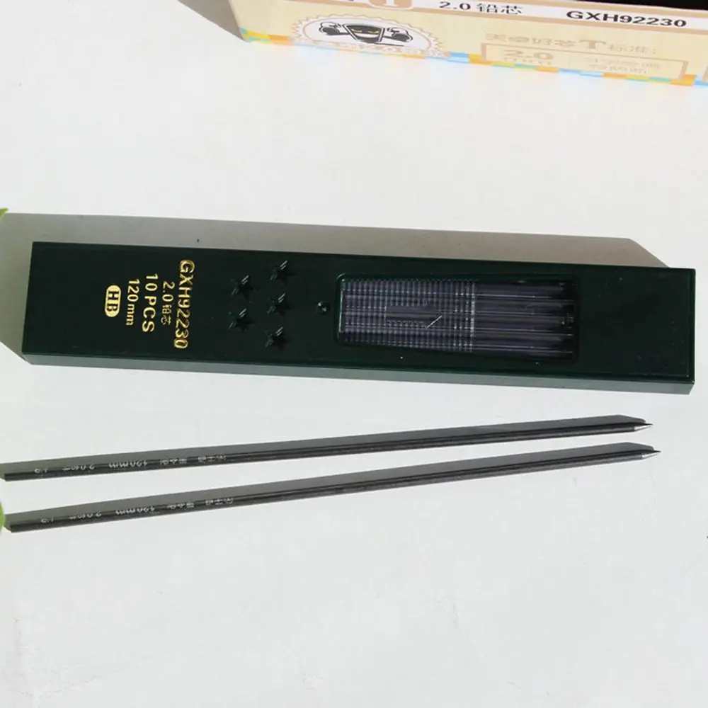 

120mm Long Core Black Pencils 10 Pcs/box Writing Student Stationery Mechanical Pencil Refill for School Supplies HB/2B Lead