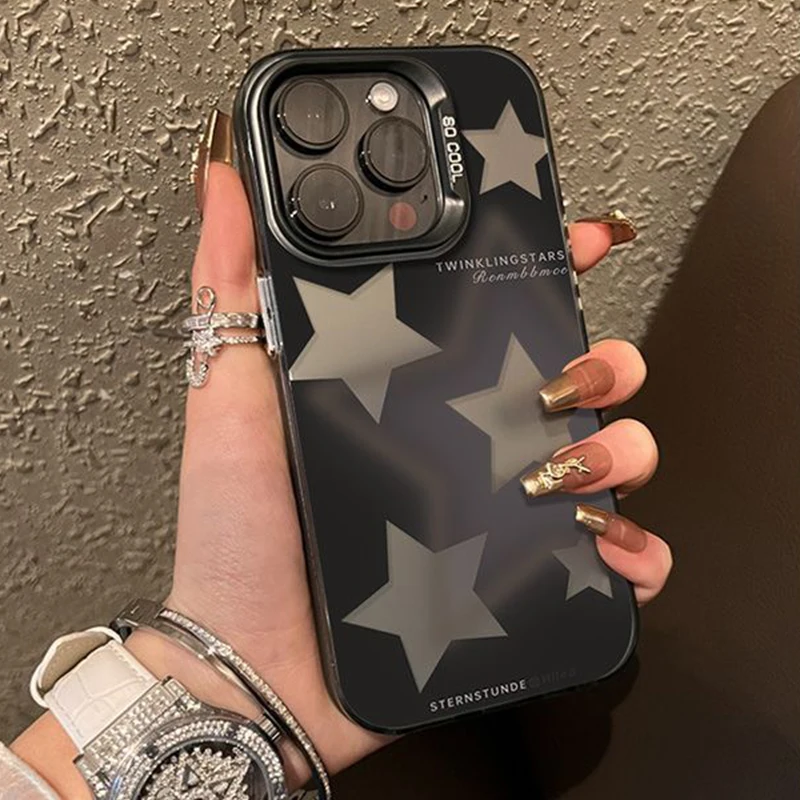 New Stars Pattern Phone Case For iPhone 16 15 14 13 12 11 Pro Max XR XS MAX 7 8 PLUS MINI Matte Fashion Shockproof Bumper Cover