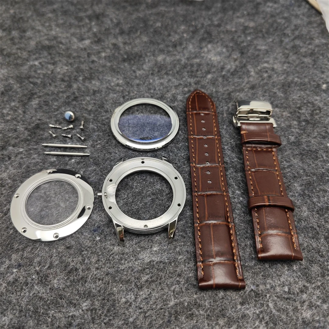 39 mm Uhrengehäuse, Schmetterlings-Doppelschnalle, Lederarmband, passend für 31 mm Zifferblatt, Modifikation, Uhrenzubehör für NH35/NH36/4R/7S-Uhrwerk