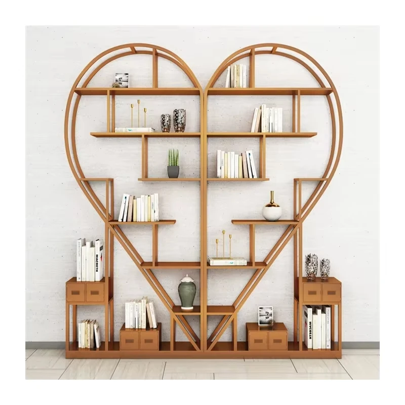 Beauty salon heart-shaped shelves, bookshelves, floor-to-ceiling simple partitions, office art, Bogu display shelves